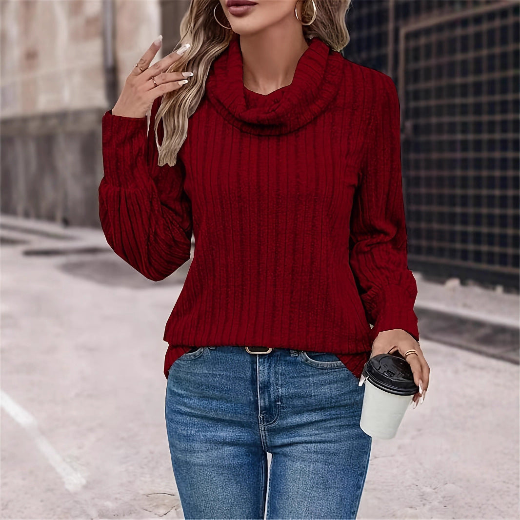 Comfortable sweater for ladies with wide collar and textured pattern Lune London