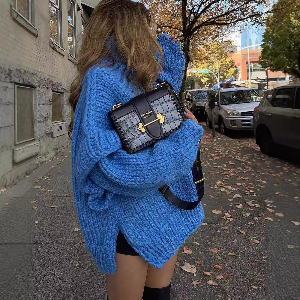 Knit sweater for women with high collar and wide sleeves Lune London