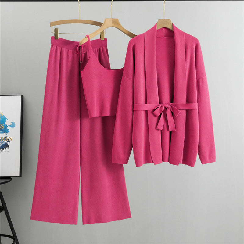 Lune London | Red – Cardigan & Top Three-Piece Set