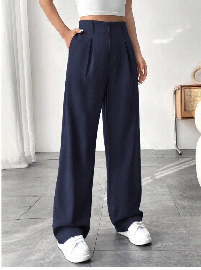 High-waisted wide trousers for women with pleats Lune London