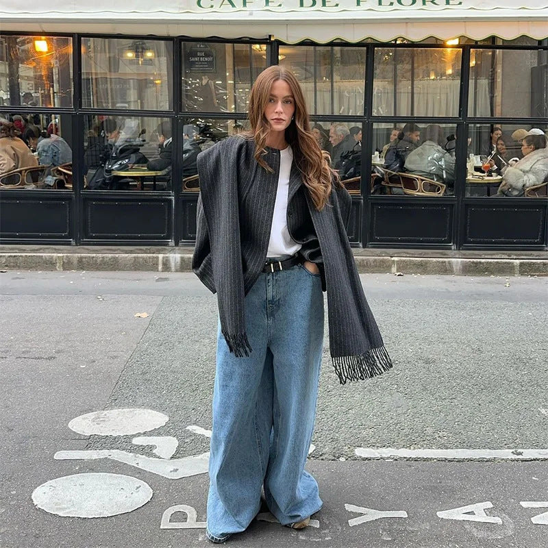 Oversized jacket for women with fringe details Lune London