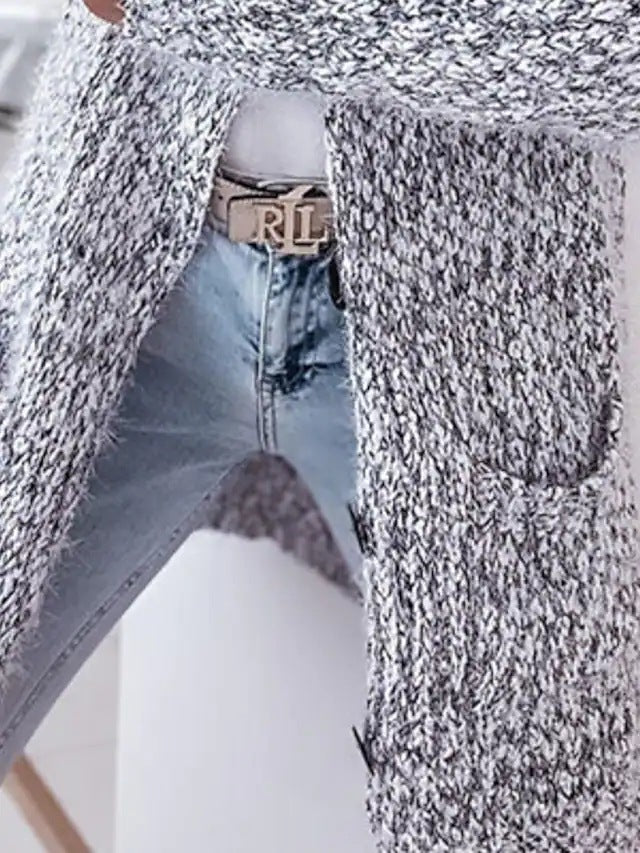 Chunky knit jacket for women with hood and practical pockets Lune London