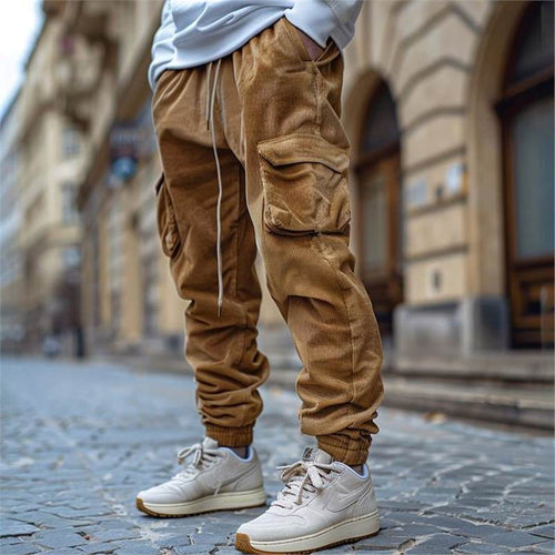 Men's cargo pants with functional pockets and elastic waistband Lune London