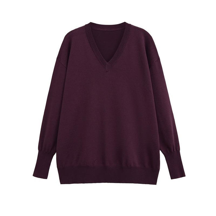 Knitted V-neck sweater for women with wide sleeves and comfortable fit Lune London
