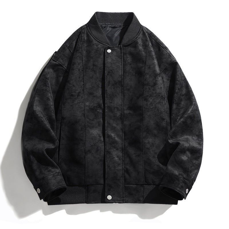 Suede bomber jacket for men with sporty elements Lune London
