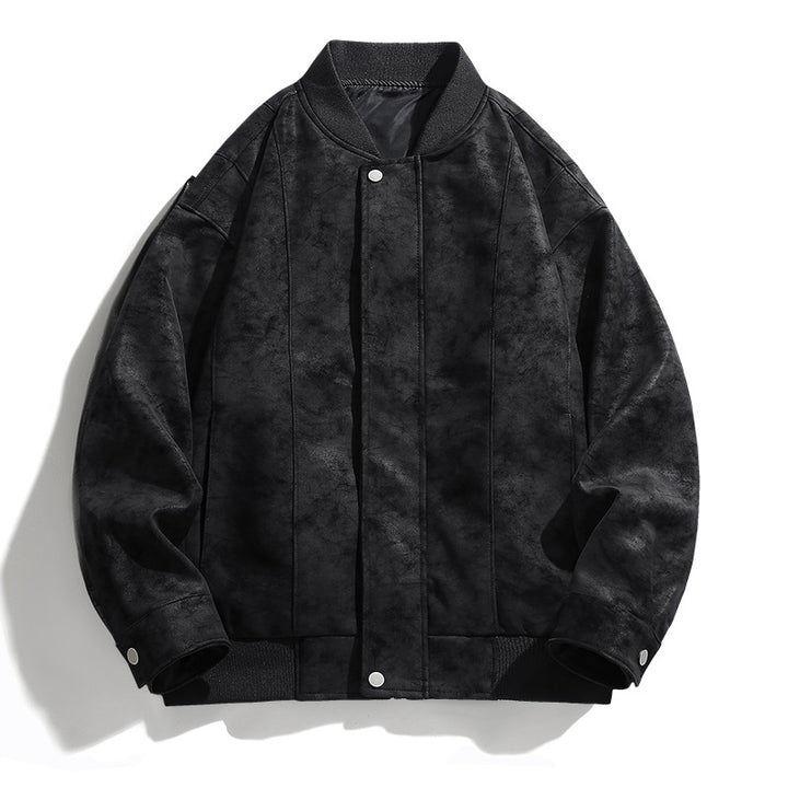 Suede bomber jacket for men with sporty elements Lune London