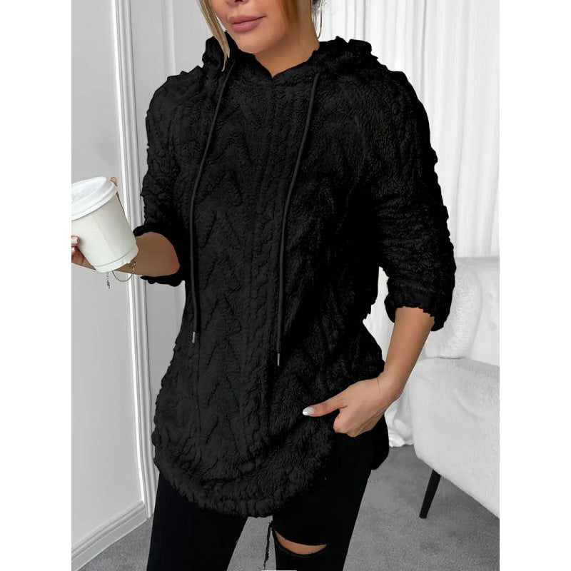 Cozy knit jacket for women with hood and side pockets Lune London