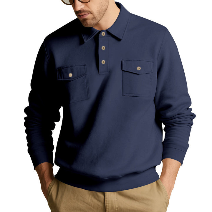Comfortable fleece pullover for men with practical chest pockets Lune London