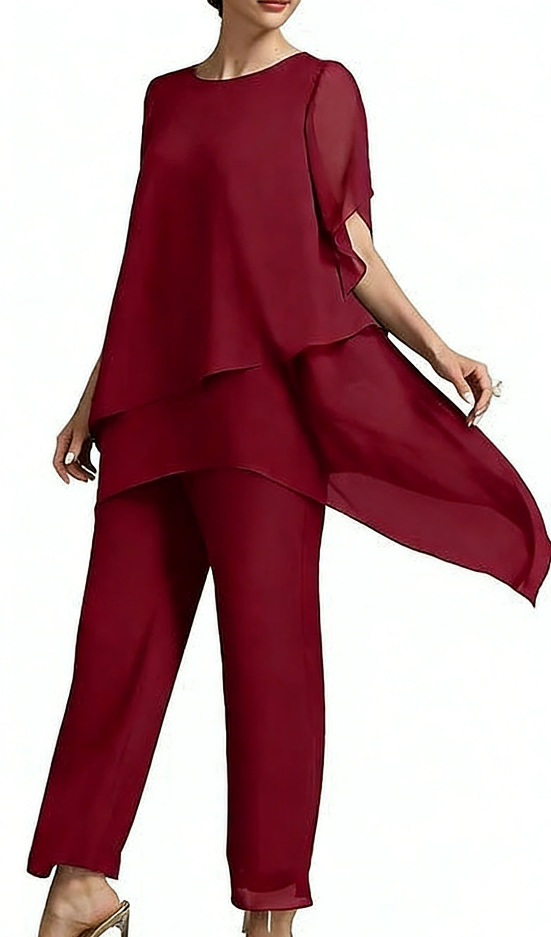 Women Elegant Two-Piece Set with Airy Sleeves and Asymmetrical Hem Lune London