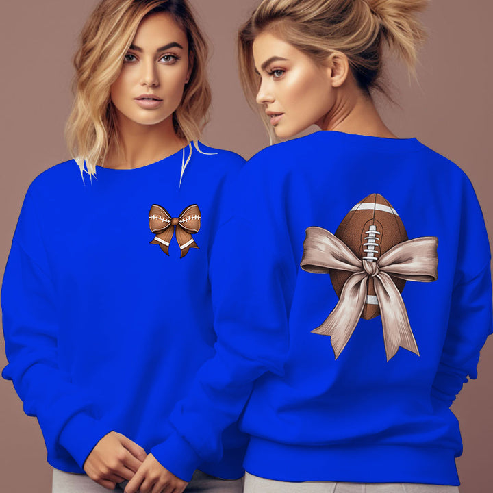 Sweat-shirt pour femmes avec motif de football mignon et accent de nœud Chic & Stil