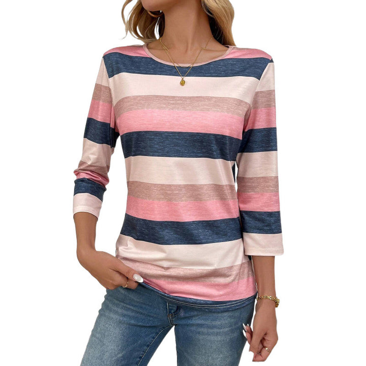 Long Sleeve Women's T-Shirt with Stylish Stripes Lune London