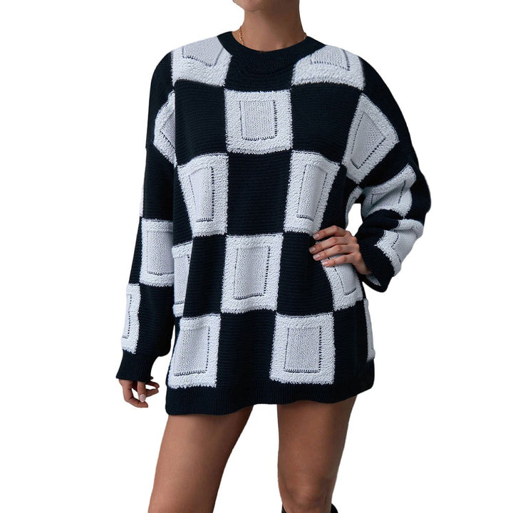 Sweat à capuche oversized pour femmes avec motif géométrique et manches élastiques Chic & Stil