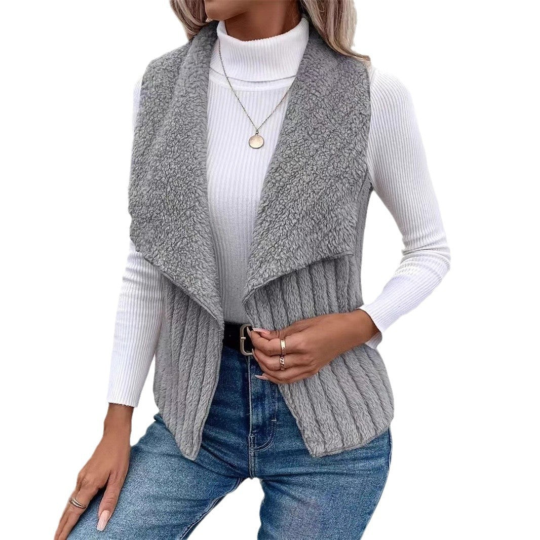 Women's vest with cozy fleece and open collar Chic and style