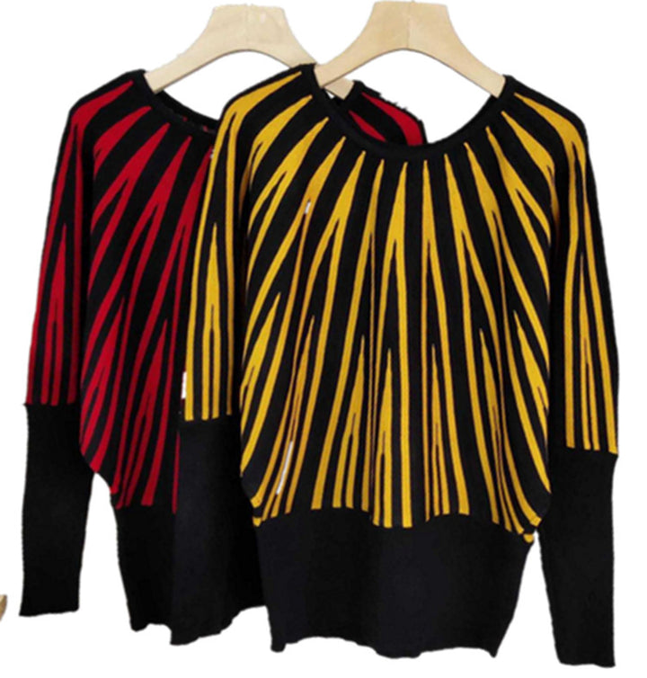 Trendy striped sweater for women with innovative cut and casual chic style