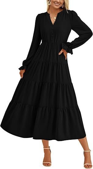 Long sleeve maxi dress for women with ruffles Lune London