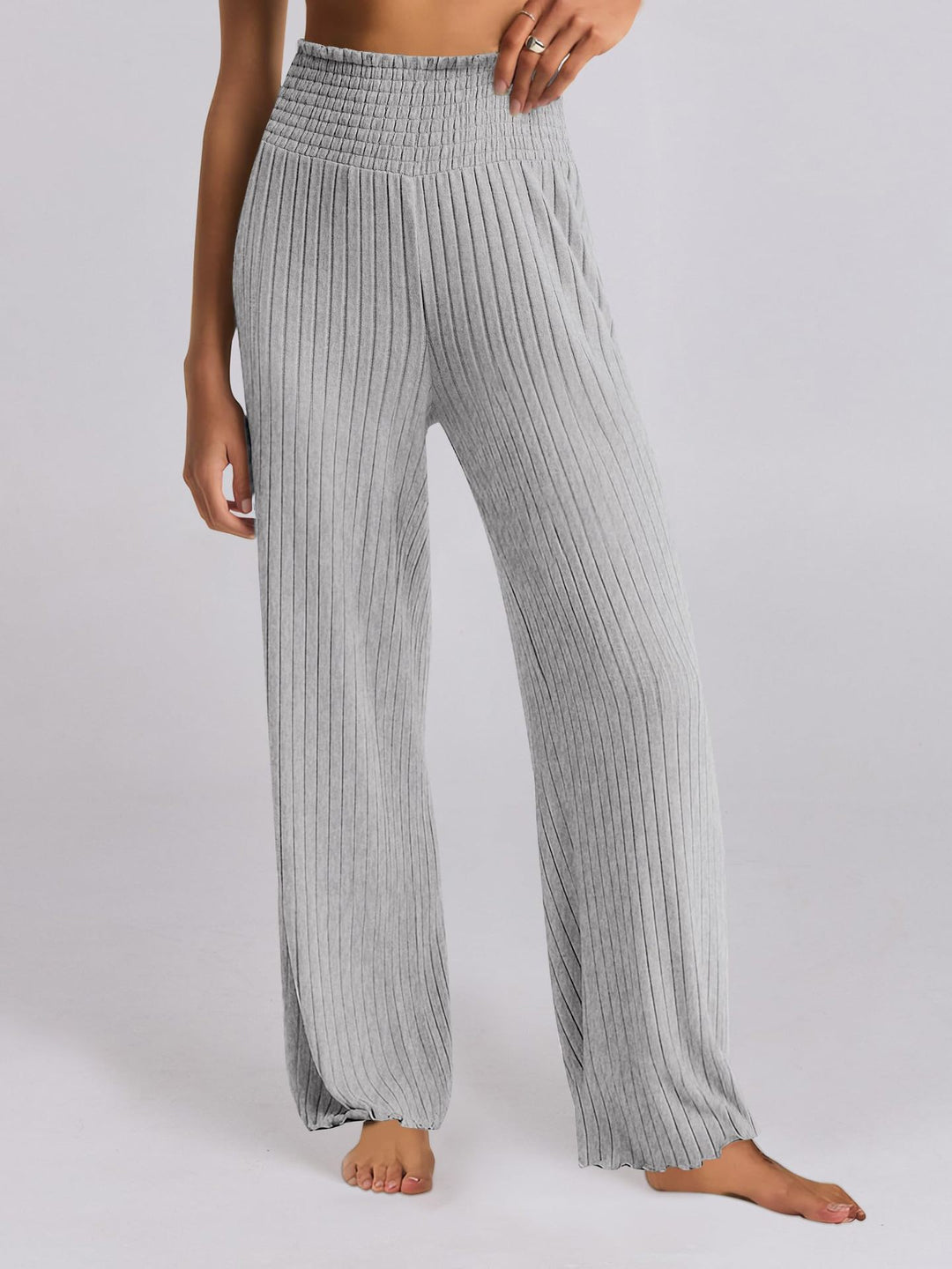Lune London Wide Ribbed Palazzo Pants for Women