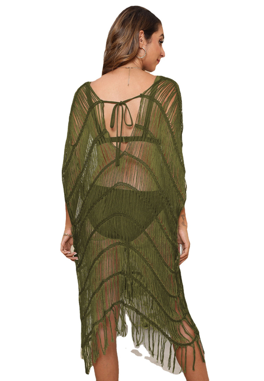 Ladies Lightweight Fringes Bath Cover Tunic Lune London