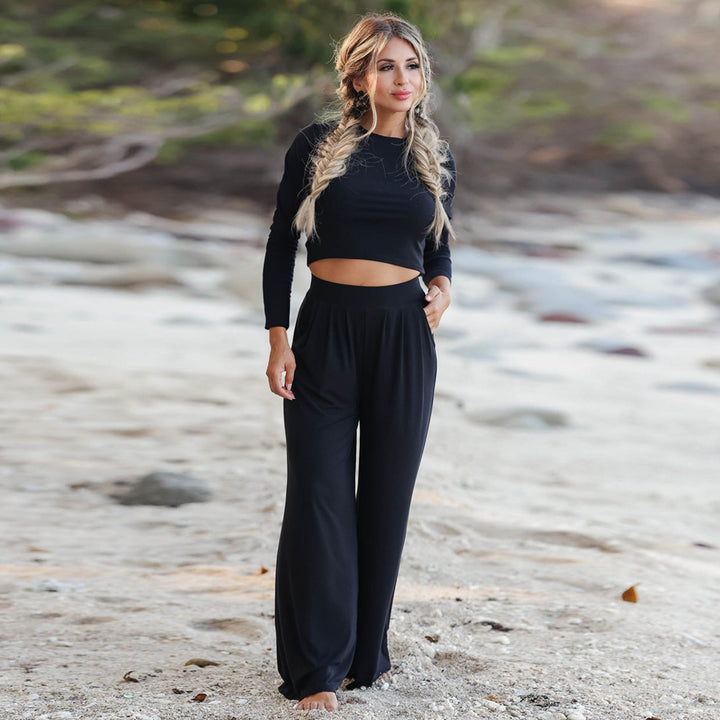 Women's jumpsuit with a wide leg cut and long sleeves Lune London