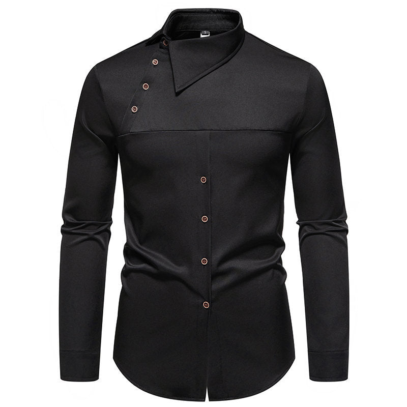 Long sleeve shirt for men with innovative collar and asymmetrical design Lune London