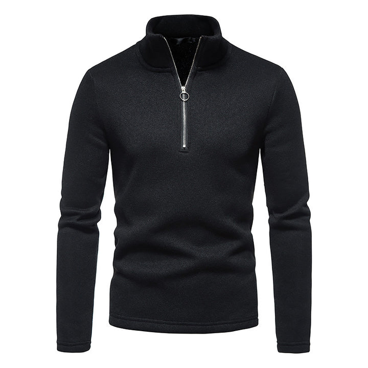 Fleece pullover for men with high collar and innovative zipper Lune London