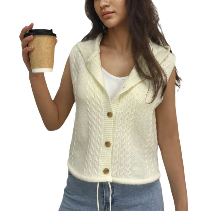 Ladies cardigan knit with hood and pretty cable pattern Lune London