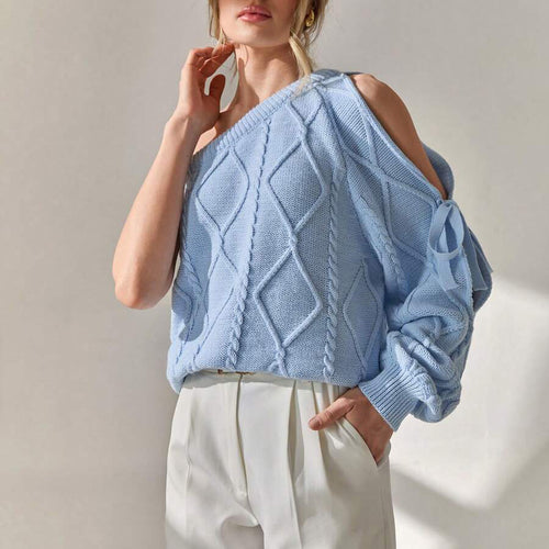 Knit sweater for women with asymmetrical cut-out details and an elegant ribbed design Lune London