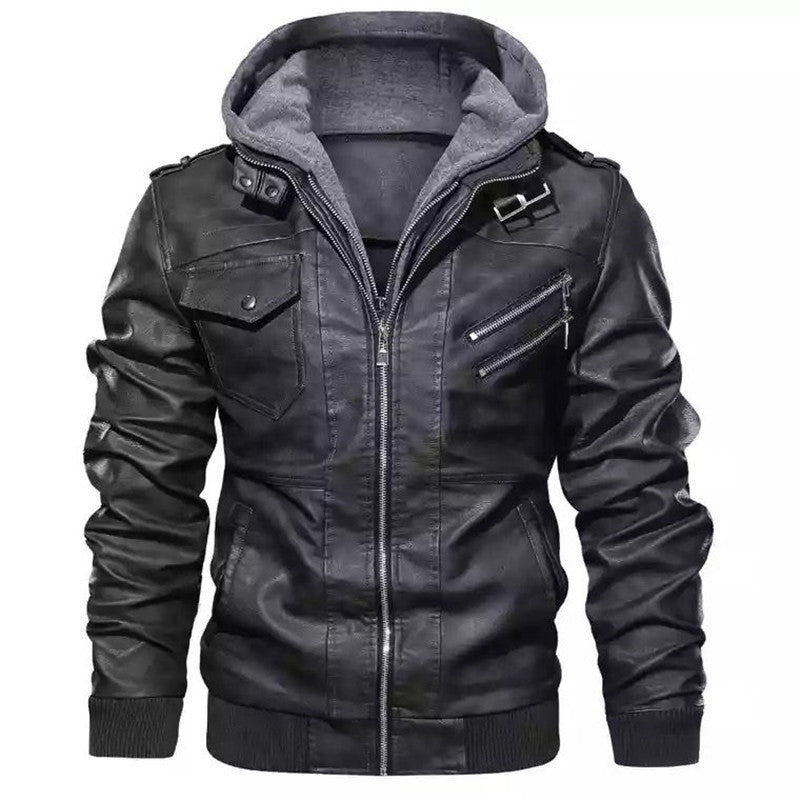 Men's vintage look biker jacket with removable hood and versatile pockets Lune London