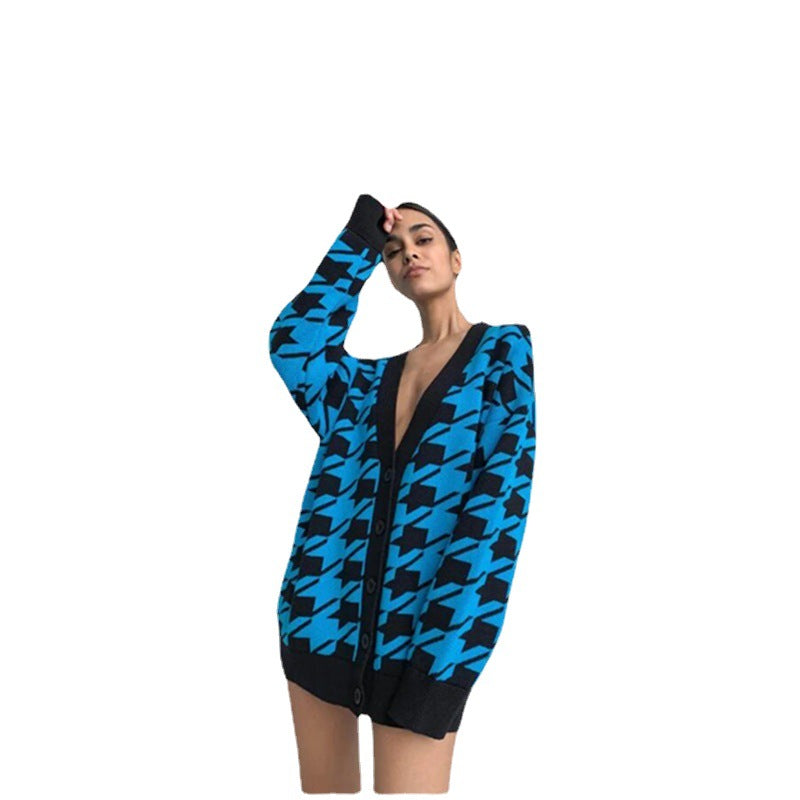 Cardigan de mode féminin en motif pied-de-poule Chic & Stil