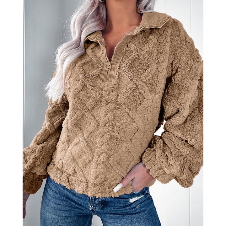 Women's fleece pullover with half-zip and structured design Lune London