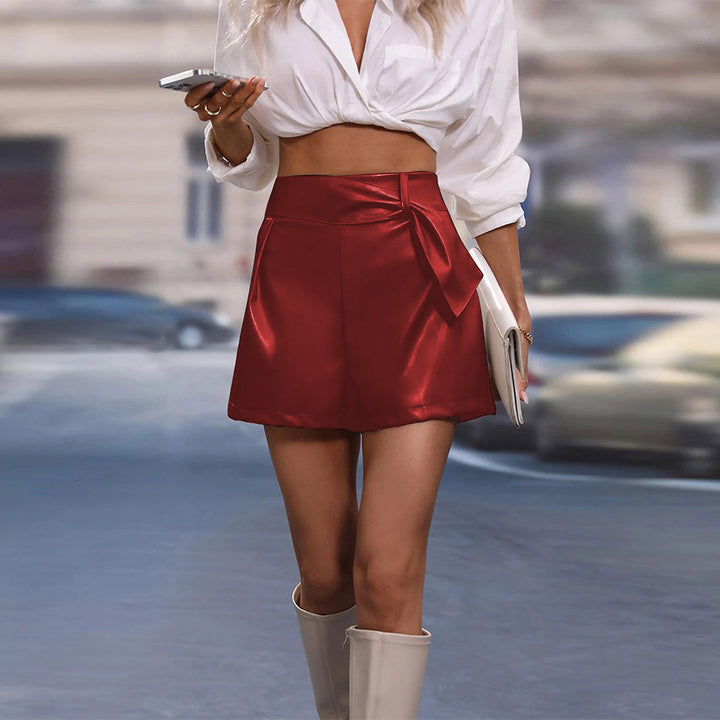 High waist mini skirt for women with bow detail Lune London