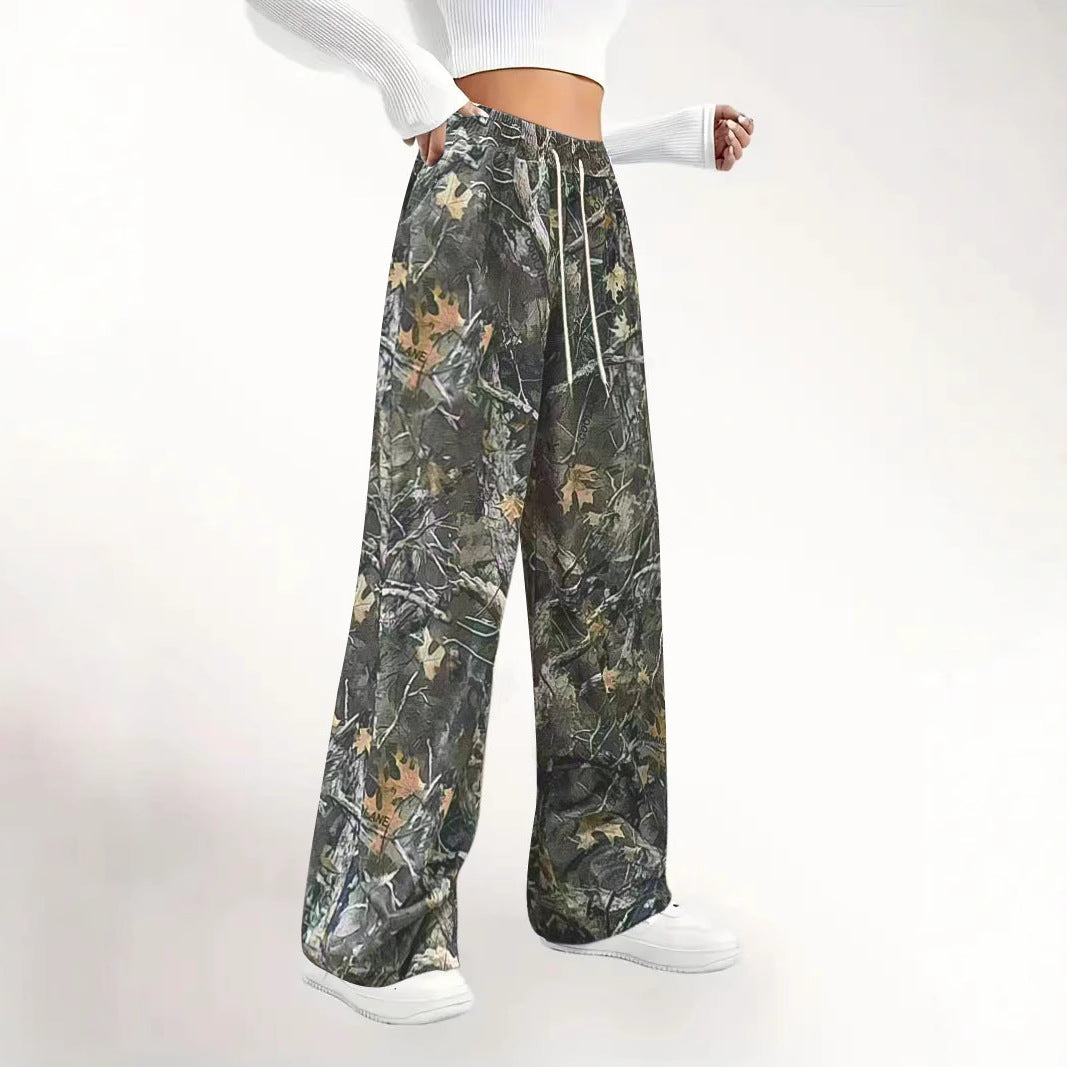 Ladies Camouflage Details Relaxed Fit Jogger Pants Lune London
