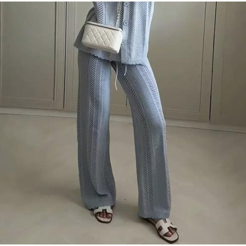 Elegant knit pants for women with structured pattern Lune London