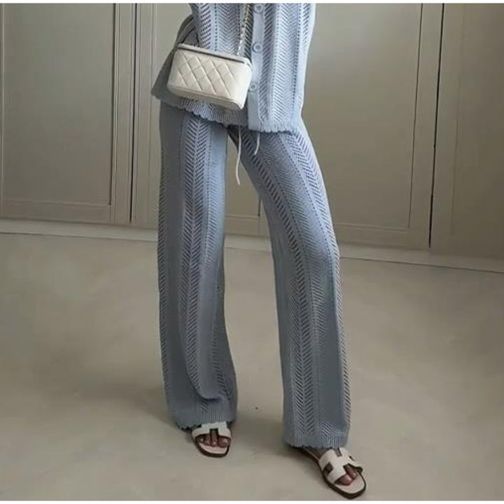 Elegant knit pants for women with structured pattern Lune London