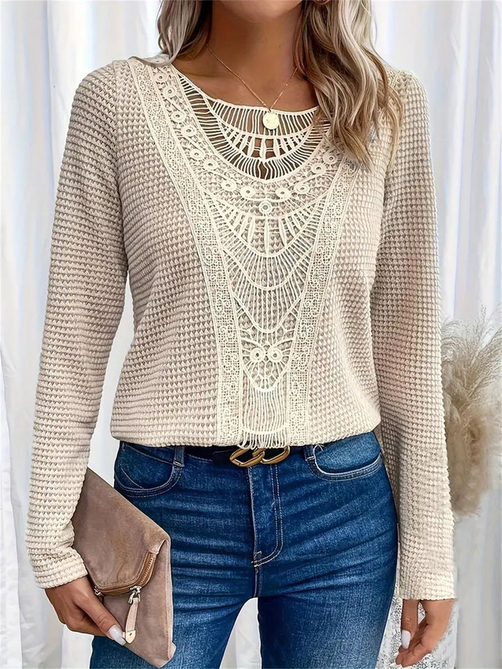 Elegant and fine women's top with lace accents Lune London