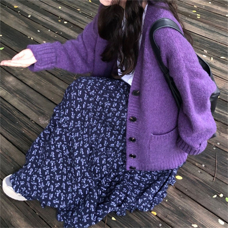 Cardigan Femme Douillet à Col V Profond et Boutons Décoratifs Chic & Stil