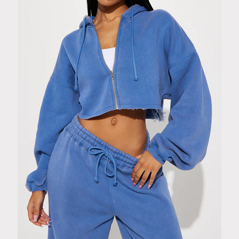 Lune London women's cropped fleece hoodie set and wide pants