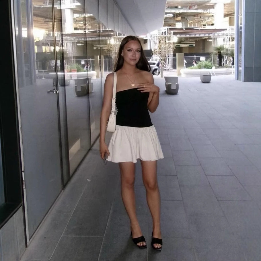 Strapless dress for ladies with flared skirt Lune London