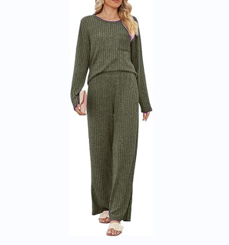 Casual lounge set for women with long sleeve top and wide leg pants Lune London
