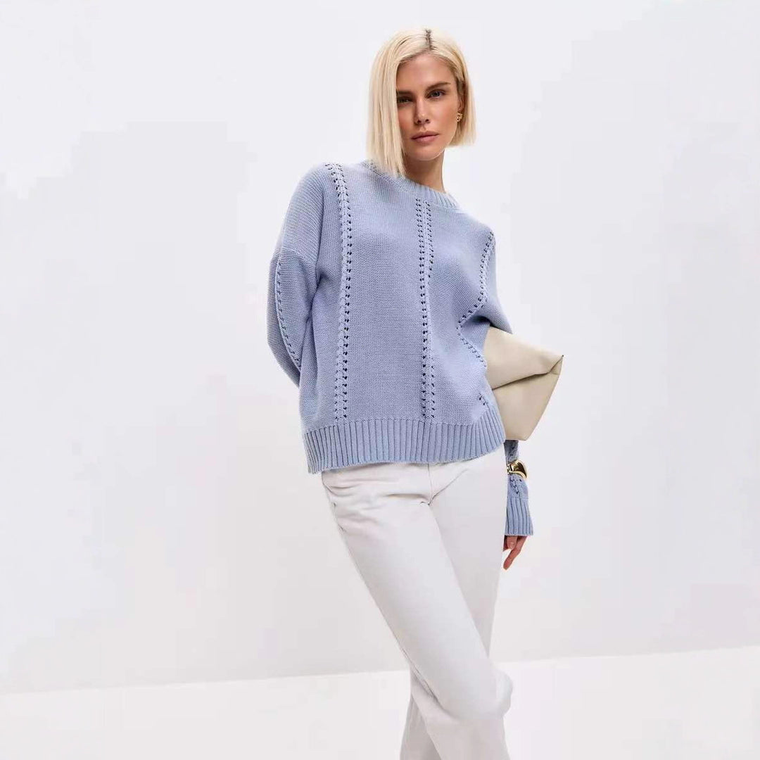 Pull en tricot pour femmes avec motif en dentelle décoratif et sleeves volumineuses Chic & Stil