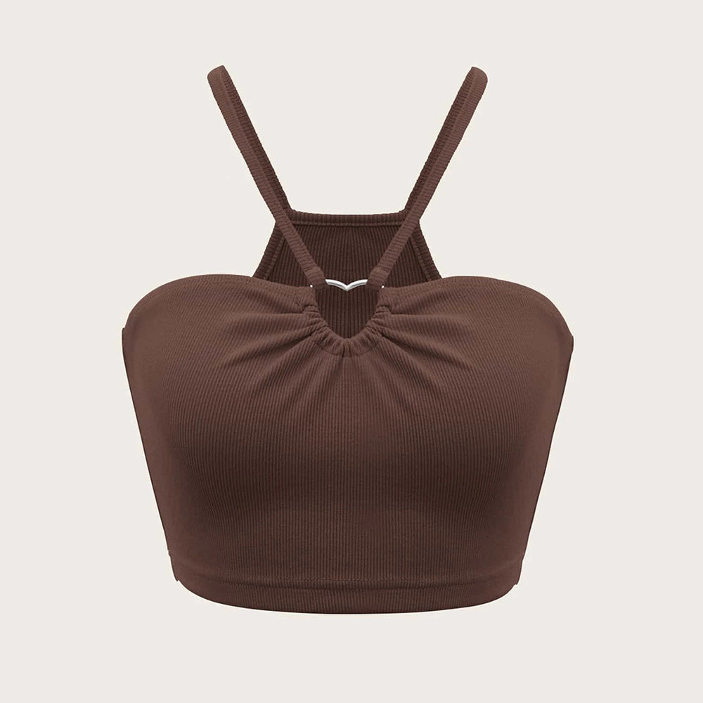 Short t-shirt for women with adjustable spaghetti straps and an elegant draping effect Chic & Stil