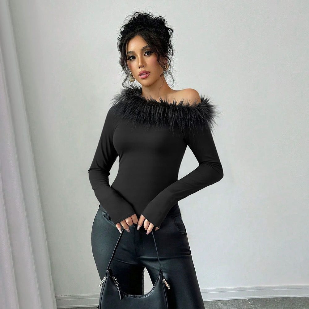 Elegant top for women with removable plush trim Chic & Stil