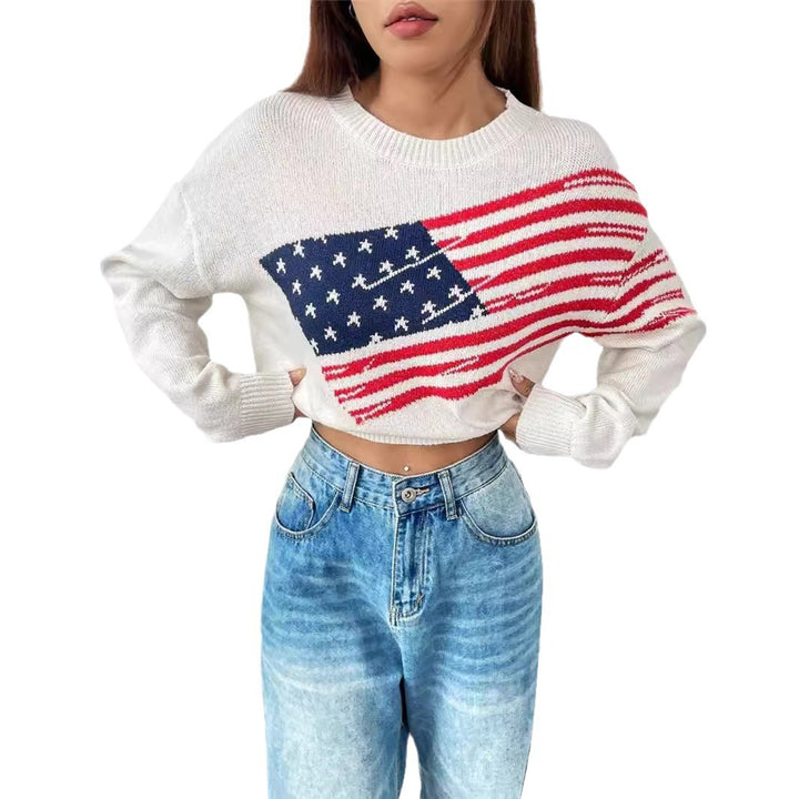 Knit sweater for women with flag pattern and relaxed fit Lune London