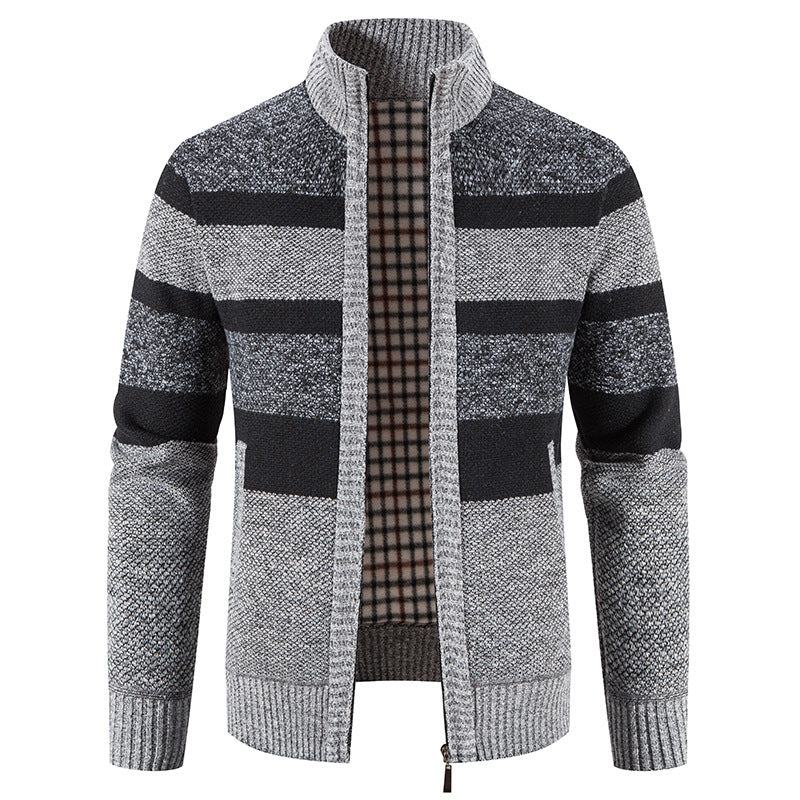 Modern knitted jacket for men with a modern and versatile check pattern Lune London