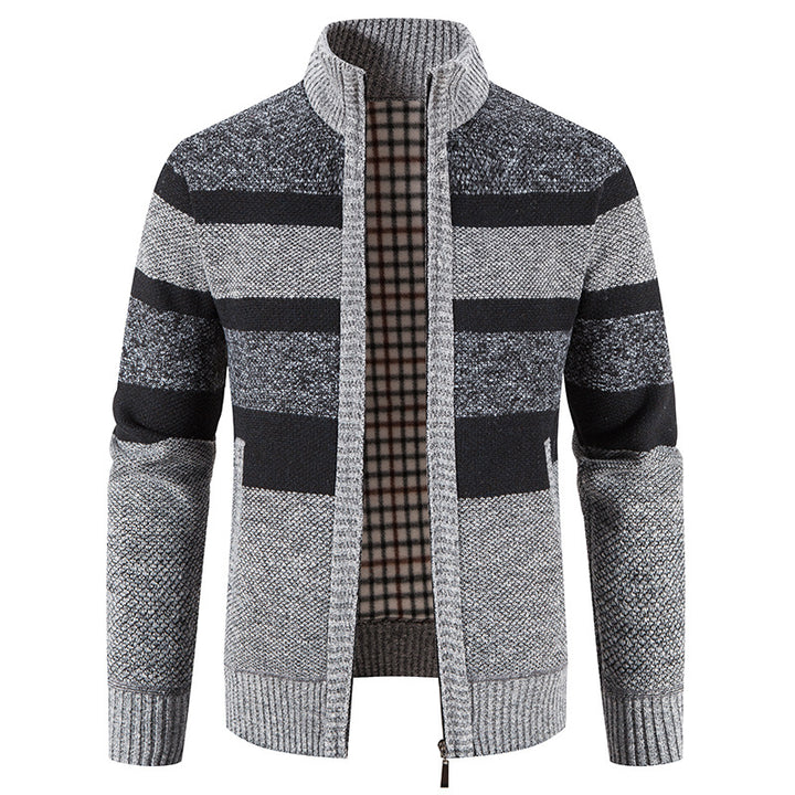 Modern knitted jacket for men with a modern and versatile check pattern Lune London