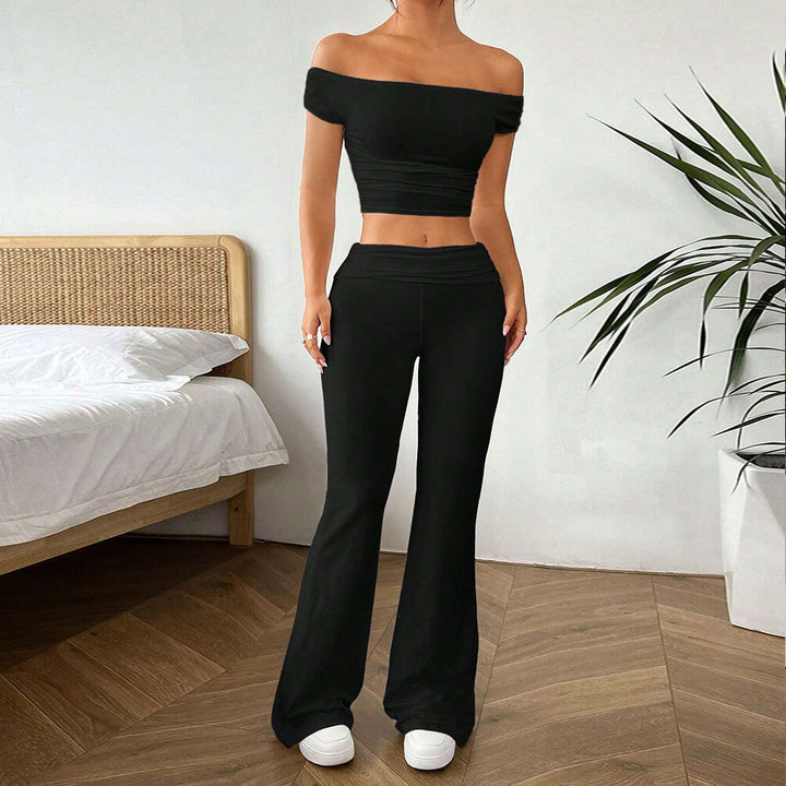 Ensemble top court décontracté pour femmes et pantalon taille haute Chic & Stil