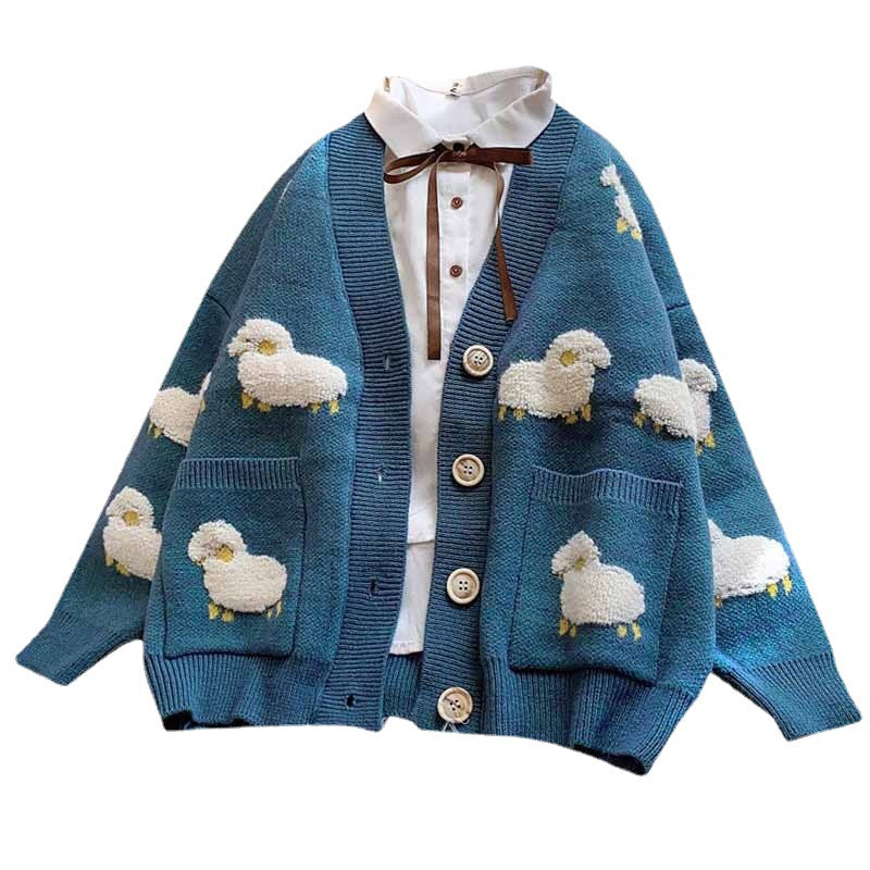 Veste en maille ample pour femmes avec motif animal et larges boutons Chic & Stil