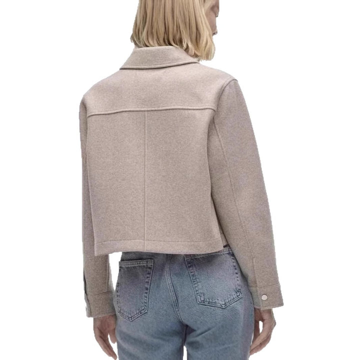 Short wool jacket for women in a classic style with patch pockets Lune London