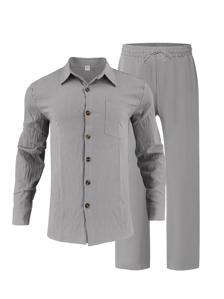 Men's elegant shirt and casual trousers set chic and style
