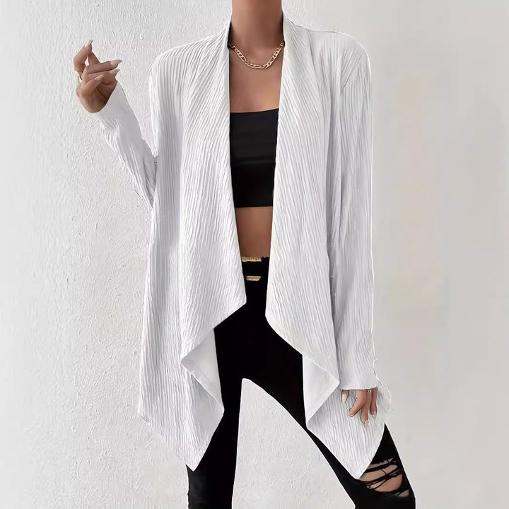 Women Draped Long Jacket Made of Breathable Material with Modern Cut Lune London