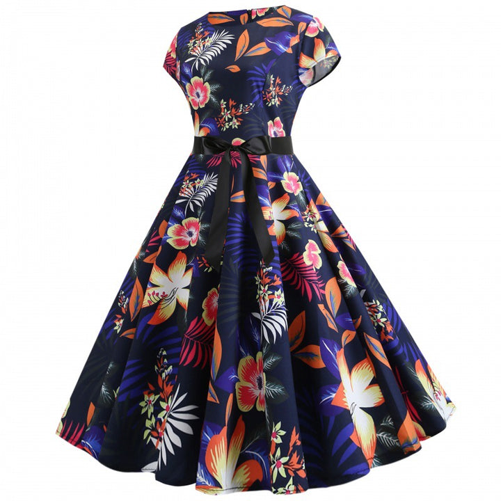 Robe midi pour femme avec design floral et jupe évasée Chic & Stil